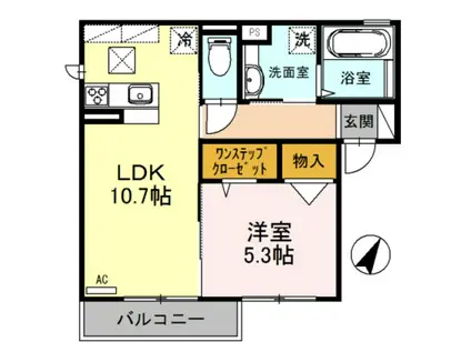 RIVIERE太子橋今市(1LDK/1階)の間取り写真