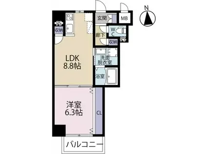 クレスト南小倉(1LDK/5階)の間取り写真