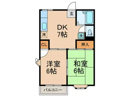 ファミール長崎(2DK/2階)の間取り写真