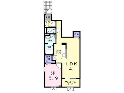 カーサ グラン(1LDK/1階)の間取り写真