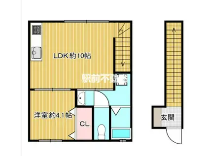 GRAND PRIX MAISON B棟(1LDK/2階)の間取り写真