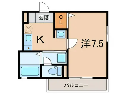 ソワサント上の丸(1K/2階)の間取り写真