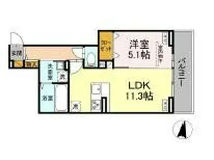 D-ROOM本町1丁目(1LDK/3階)の間取り写真