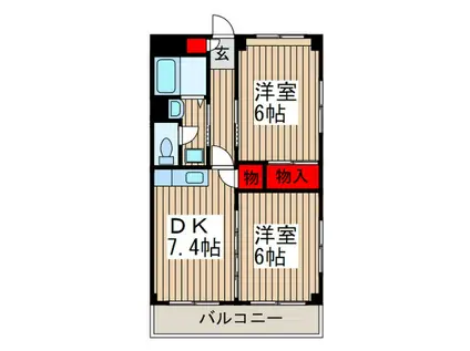 サニーヒルズII(2DK/2階)の間取り写真
