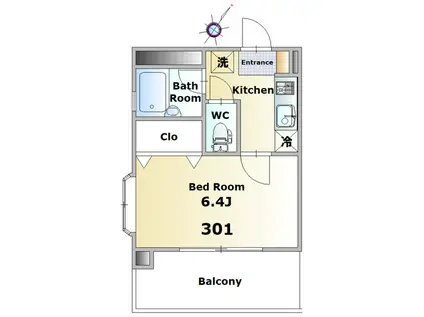 ウィンサムコート(1K/3階)の間取り写真