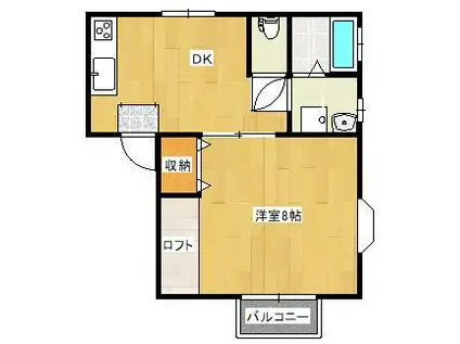 プレリットC棟(1DK/2階)の間取り写真