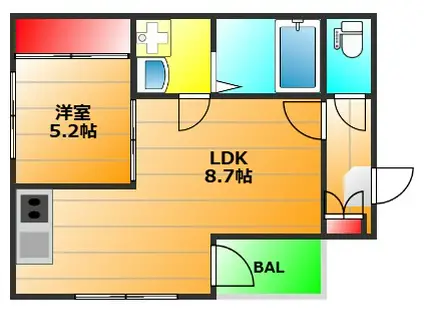 スーリヴェール(1LDK/3階)の間取り写真