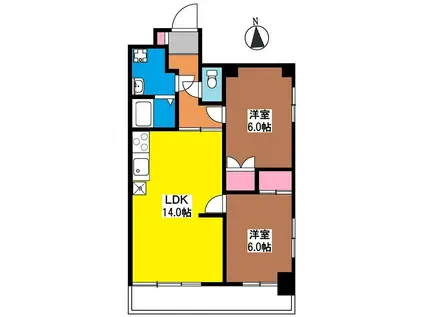 KサンライトマンションII(2LDK/3階)の間取り写真