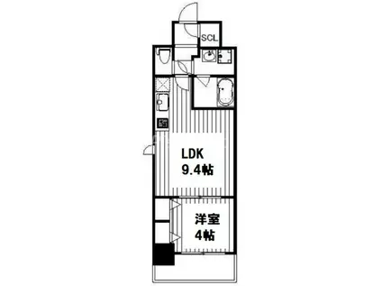セイル淀屋橋(1LDK/13階)の間取り写真