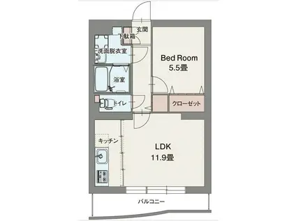 プレミアムコートみなみ野 II(1LDK/2階)の間取り写真