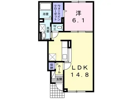 ラルジュ カーサII(1LDK/1階)の間取り写真