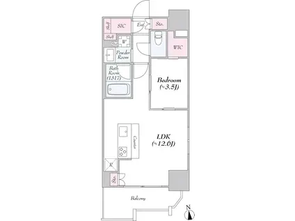 LOG浅草ウエスト(1LDK/9階)の間取り写真