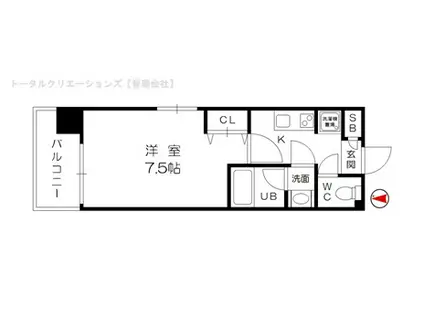 ウィステリア大阪天満宮(1K/3階)の間取り写真