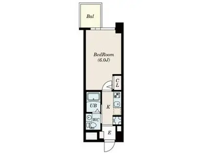 セレニテ上町台(1K/2階)の間取り写真