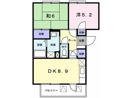 エントピアI(2DK/2階)の間取り写真