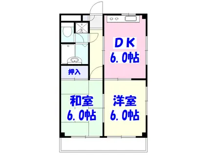 メゾン サンフェリーチェ(2DK/3階)の間取り写真