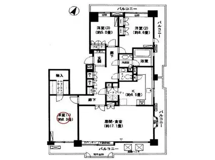 パークシティ本牧D棟(3LDK/5階)の間取り写真