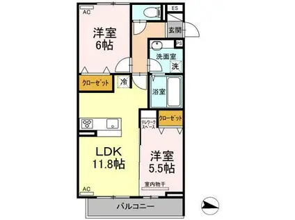 メゾン・ド・キャトルVII(2LDK/3階)の間取り写真