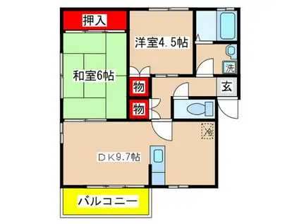 アムールエス(2DK/2階)の間取り写真