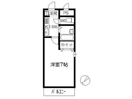 ロイヤルエムズ(1K/4階)の間取り写真