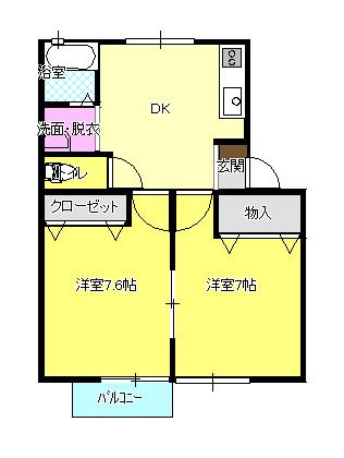 クレール紫竹(2DK/2階)の間取り写真