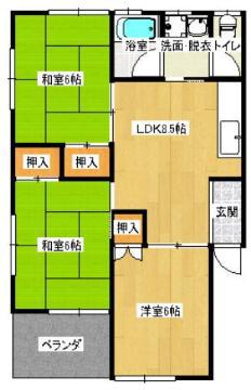 コーポ坂本(3DK/2階)の間取り写真