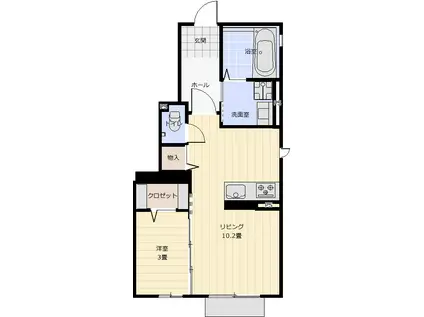 コフレ タ ビジュー(1LDK/1階)の間取り写真