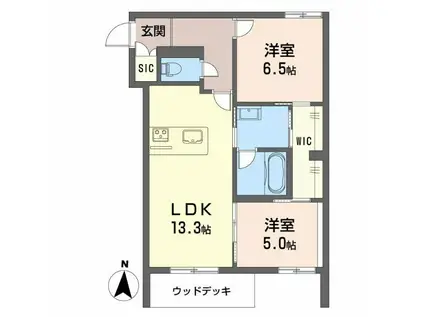 シャーメゾンリアンII(2LDK/1階)の間取り写真