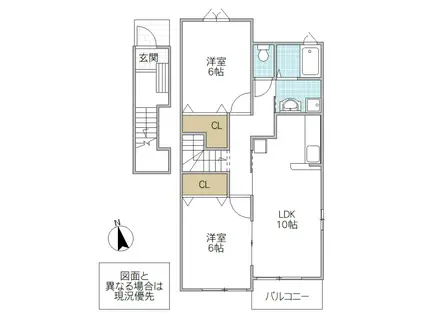 プラシードフィルIII(2LDK/2階)の間取り写真