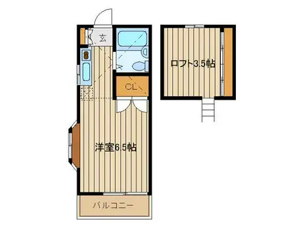 サンライトパストラルビー棟(ワンルーム/1階)の間取り写真