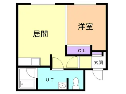 ローズヒル(1DK/3階)の間取り写真