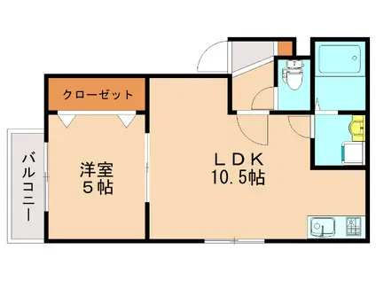 MA CHERIE R箱崎II(1LDK/2階)の間取り写真