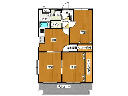 イーストグランデ―ジ(3DK/1階)の間取り写真