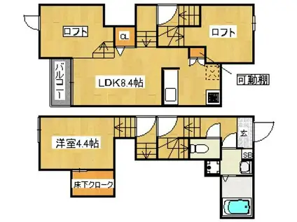 コンフォートベネフィスジオ箱崎東(1LDK/1階)の間取り写真