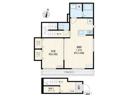 コートハウスN(1LDK/1階)の間取り写真