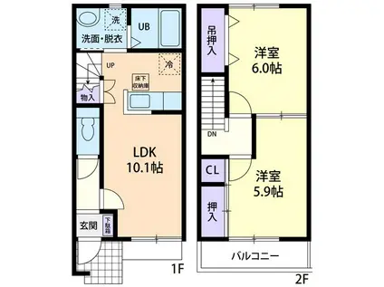 LA・PAUME(2LDK/1階)の間取り写真