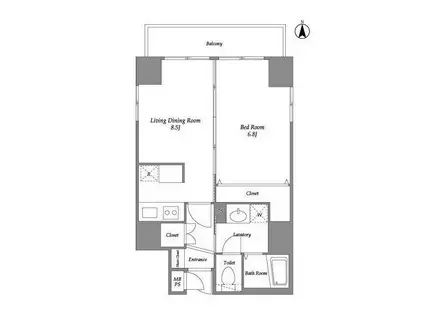 メトロステージ中目黒1(1LDK/6階)の間取り写真