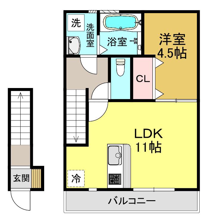 プチメゾン有井(1LDK/2階)の間取り写真