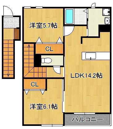 メゾングランデ(2LDK/2階)の間取り写真