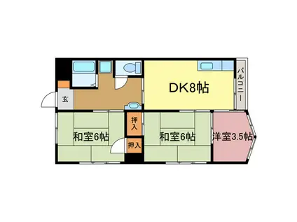 渭東ハイツ(3DK/4階)の間取り写真