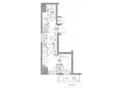 パレステュディオ文京根津(1K/13階)の間取り写真