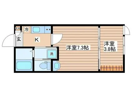 ジャスティス(2K/1階)の間取り写真