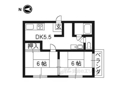エルテベール木幡A棟(2DK/1階)の間取り写真