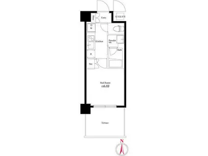 ハーモニーレジデンス武蔵小杉(1K/1階)の間取り写真