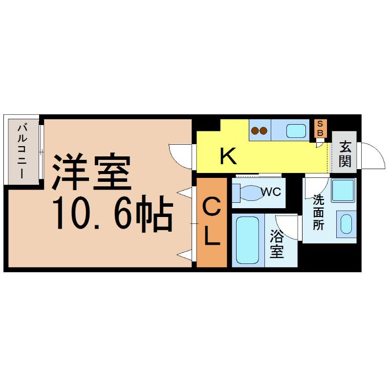 フラシア新栄町(1K/2階)の間取り写真