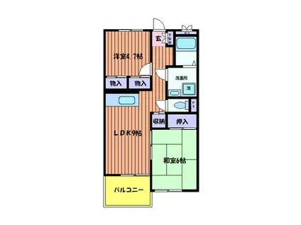 セントラルコーポ フェニックス(2LDK/3階)の間取り写真