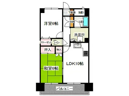 ファンタジスタ(2LDK/6階)の間取り写真