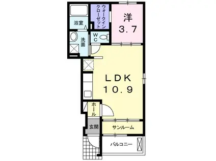 グラン・スイート(1LDK/1階)の間取り写真