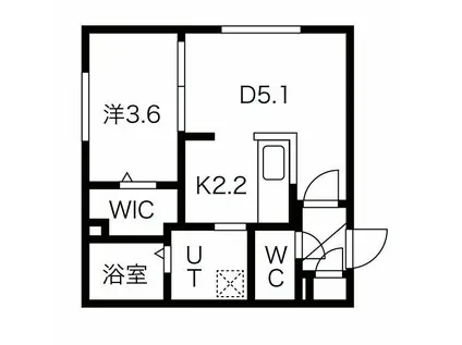 ENCORE福住(1LDK/2階)の間取り写真