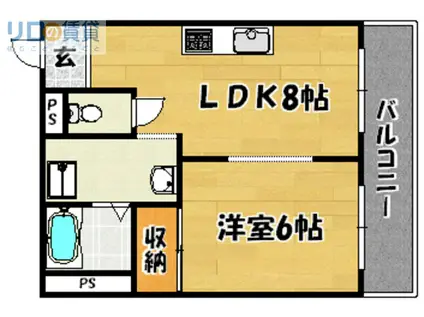 KSレジデンス上新庄(1LDK/3階)の間取り写真